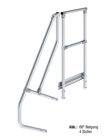 KRAUSE zweiter Handlauf inkl. Geländer - passend für Treppe mit Plattform und 2 Stufen / Neigung 60 Grad