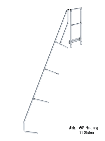 KRAUSE zweiter Handlauf inkl. Geländer - passend für Treppe mit Plattform und 12 Stufen / Neigung 60 Grad