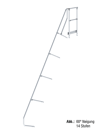KRAUSE zweiter Handlauf inkl. Geländer - passend für Treppe mit Plattform und 18 Stufen / Neigung 60 Grad