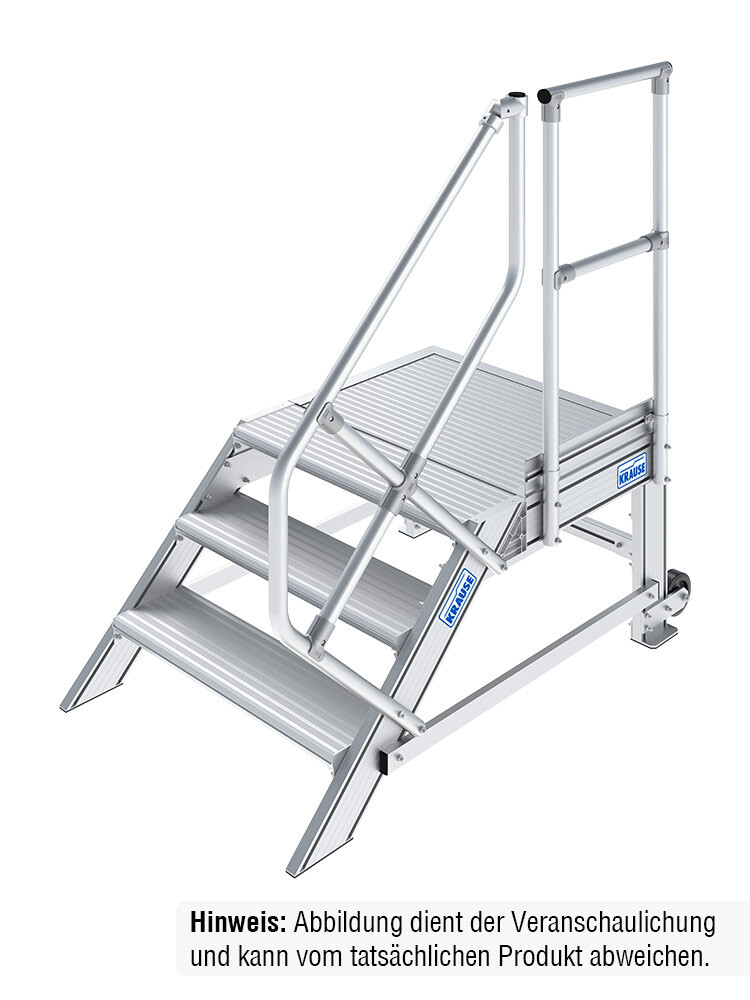 KRAUSE Handlauf mit Geländer - passend für Podesttreppe mit 3 Stufen