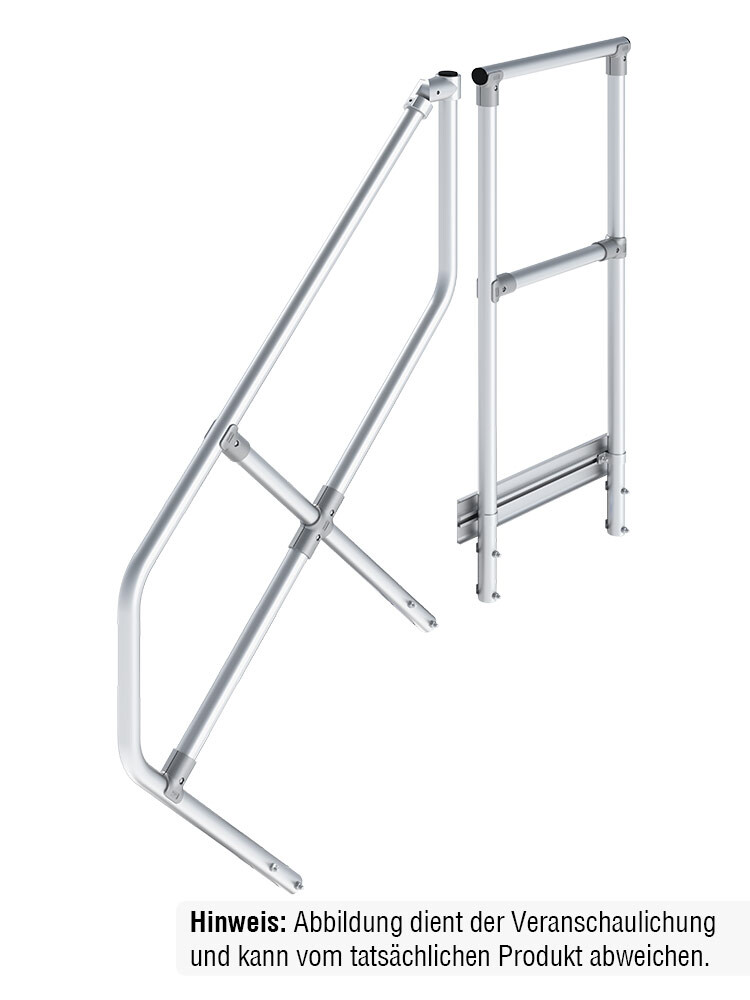 KRAUSE Handlauf mit Geländer - passend für Podesttreppe mit 4 Stufen