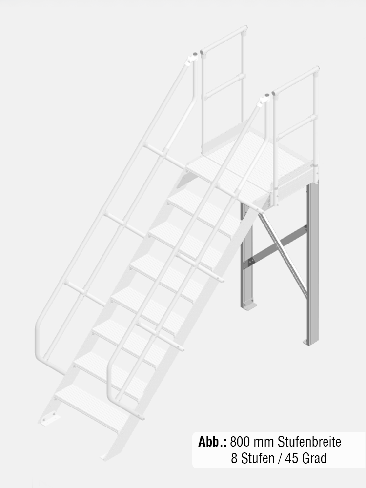 KRAUSE Stütze - passend für Treppe mit Plattform 45 Grad - Stufenbreite: 1,00 m / Senkrechte Höhe: 1000-1880 mm