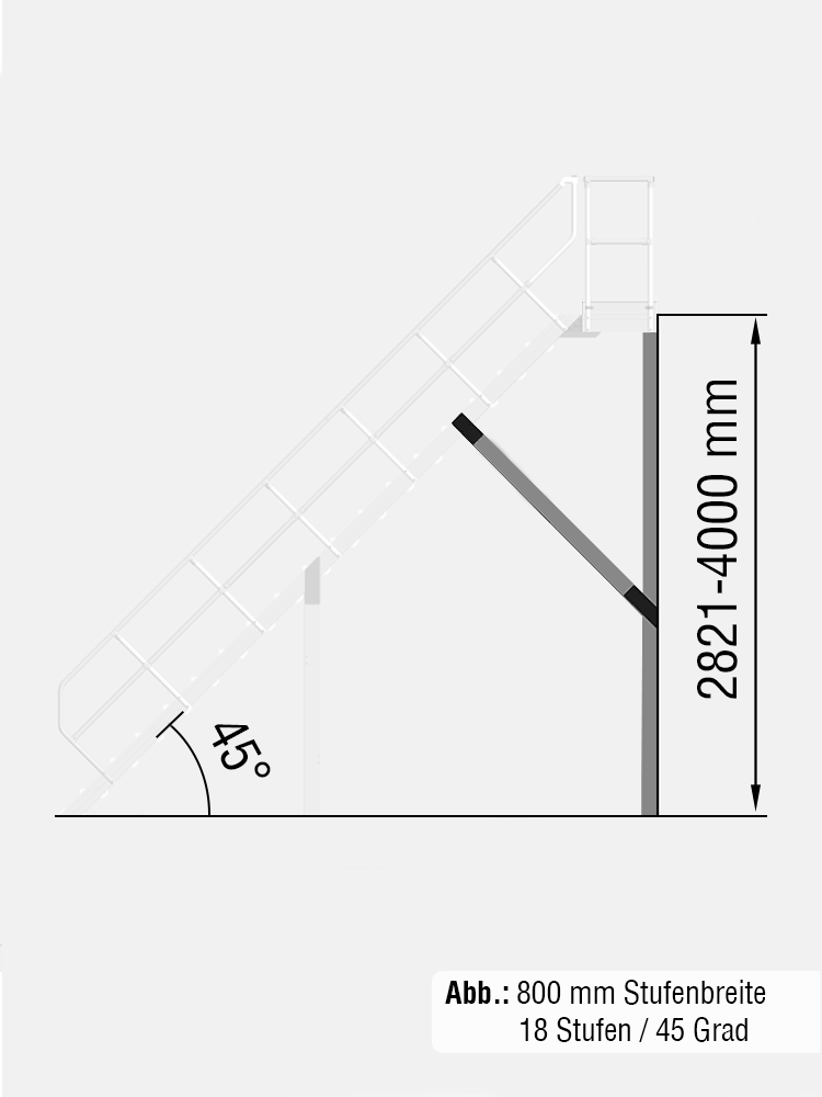 KRAUSE Stütze - passend für Treppe mit Plattform 45 Grad - Stufenbreite: 1,00 m / Senkrechte Höhe: 2821-4000 mm