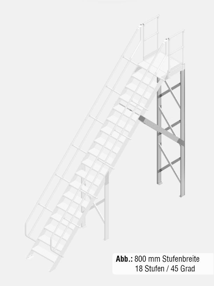 KRAUSE Stütze - passend für Treppe mit Plattform 45 Grad - Stufenbreite: 1,00 m / Senkrechte Höhe: 2821-4000 mm