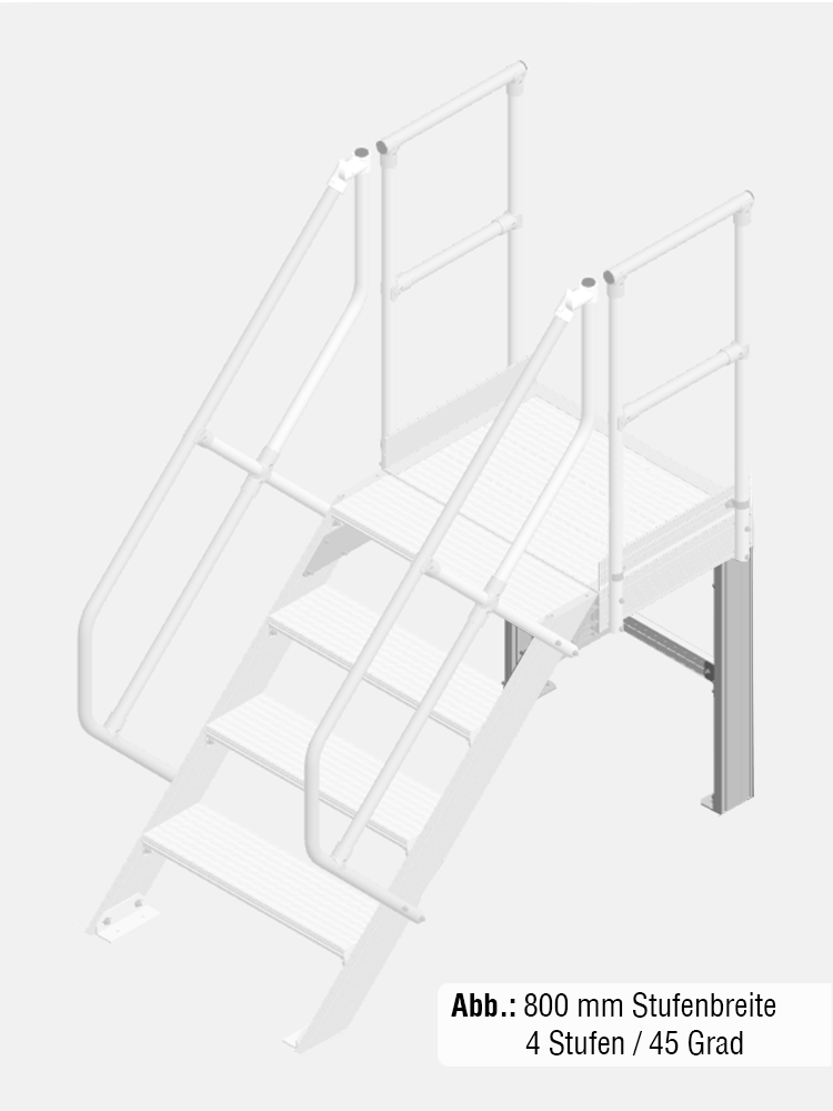KRAUSE Stütze - passend für Treppe mit Plattform 45 Grad - Stufenbreite: 0,80 m / Senkrechte Höhe: 550-999 mm