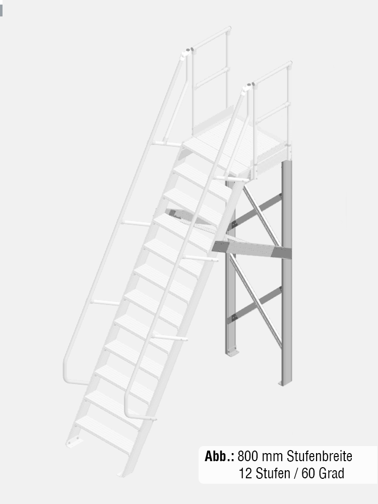 KRAUSE Stütze - passend für Treppe mit Plattform 60 Grad - Stufenbreite: 0,60 m / Senkrechte Höhe: 2001-3000 mm