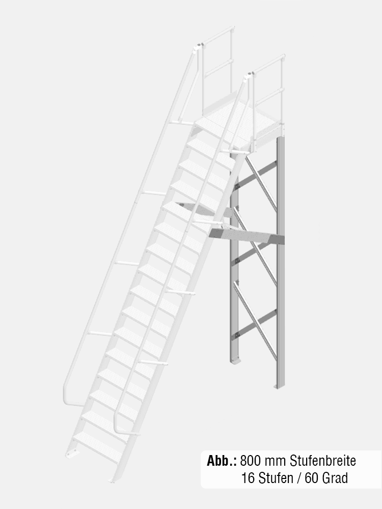 KRAUSE Stütze - passend für Treppe mit Plattform 60 Grad - Stufenbreite: 0,60 m / Senkrechte Höhe: 3001-4000 mm