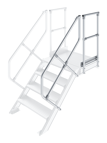 KRAUSE zweiter Handlauf inkl. Geländer - passend für Treppe mit Plattform und 4 Stufen / Neigung 45 Grad