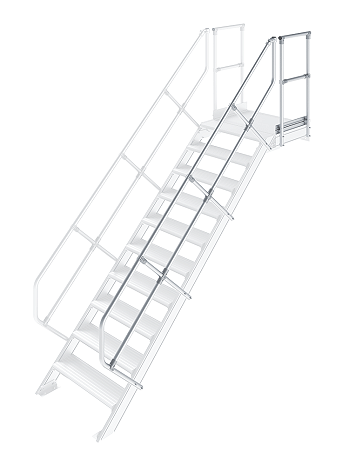 KRAUSE zweiter Handlauf inkl. Geländer - passend für Treppe mit Plattform und 10 Stufen / Neigung 45 Grad