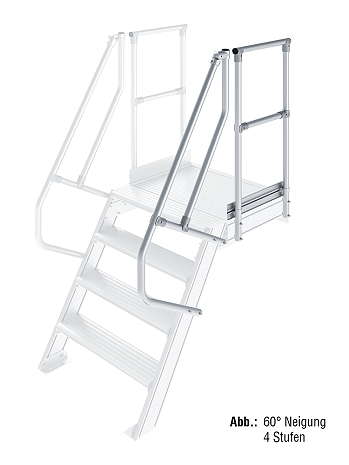 KRAUSE zweiter Handlauf inkl. Geländer - passend für Treppe mit Plattform und 2 Stufen / Neigung 60 Grad
