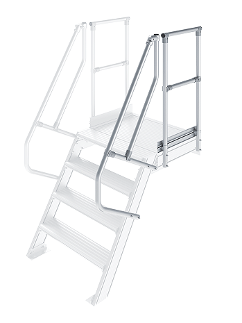 KRAUSE zweiter Handlauf inkl. Geländer - passend für Treppe mit Plattform und 4 Stufen / Neigung 60 Grad