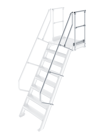 KRAUSE zweiter Handlauf inkl. Geländer - passend für Treppe mit Plattform und 8 Stufen / Neigung 60 Grad