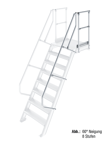 KRAUSE zweiter Handlauf inkl. Geländer - passend für Treppe mit Plattform und 9 Stufen / Neigung 60 Grad