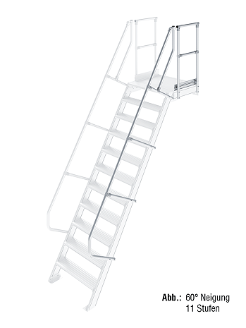 KRAUSE zweiter Handlauf inkl. Geländer - passend für Treppe mit Plattform und 12 Stufen / Neigung 60 Grad