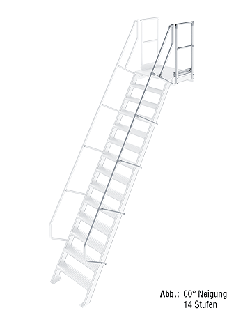 KRAUSE zweiter Handlauf inkl. Geländer - passend für Treppe mit Plattform und 16 Stufen / Neigung 60 Grad