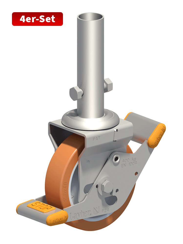 Layher Lenkrollensatz: Lenkrolle 400 gummiert - 4er-Set