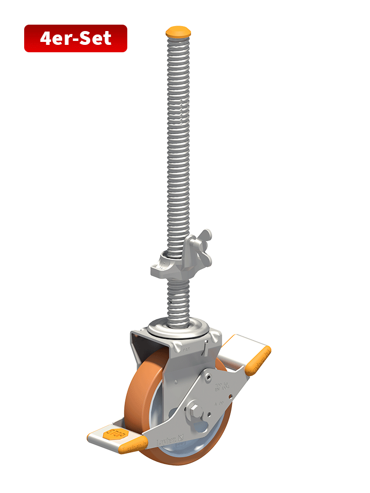Layher Lenkrollensatz: Lenkrolle gummiert 700 höhenverstellbar - 4er-Set
