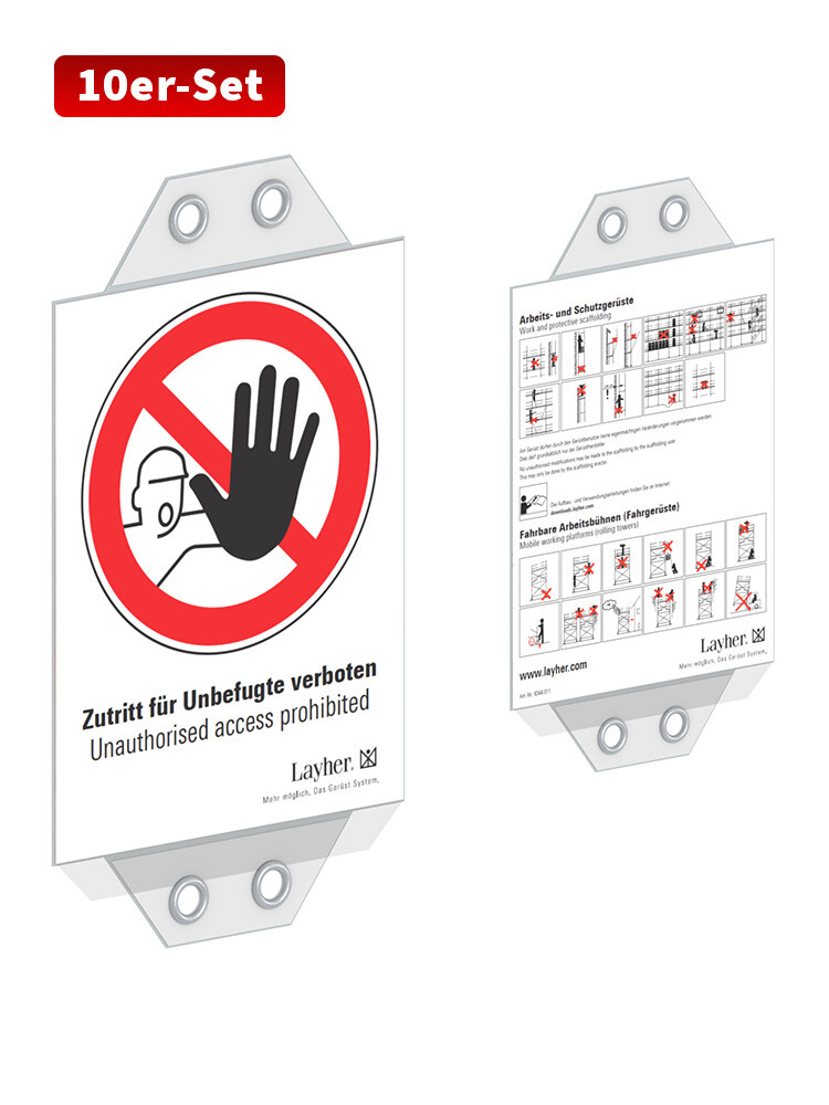 Layher Sichttasche mit integriertem Verbotsschild für Fahrgerüste (10er-Set)