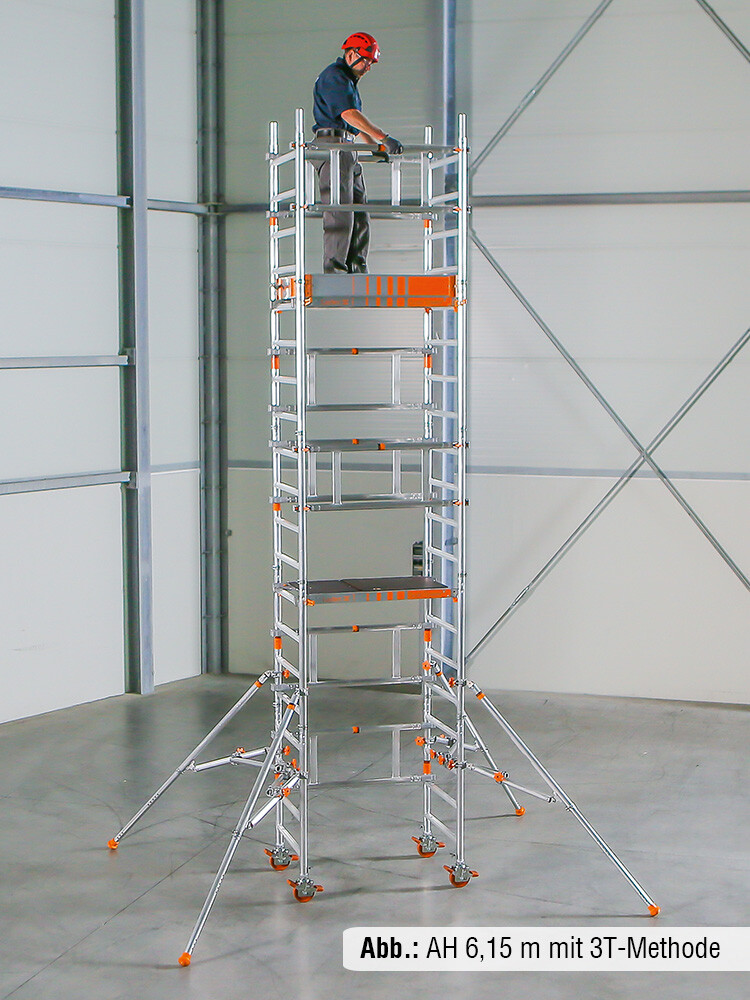 Layher Fahrgerüst SoloTower P2 SAFETY PLUS mit Doppelgeländer AH 4,15 m