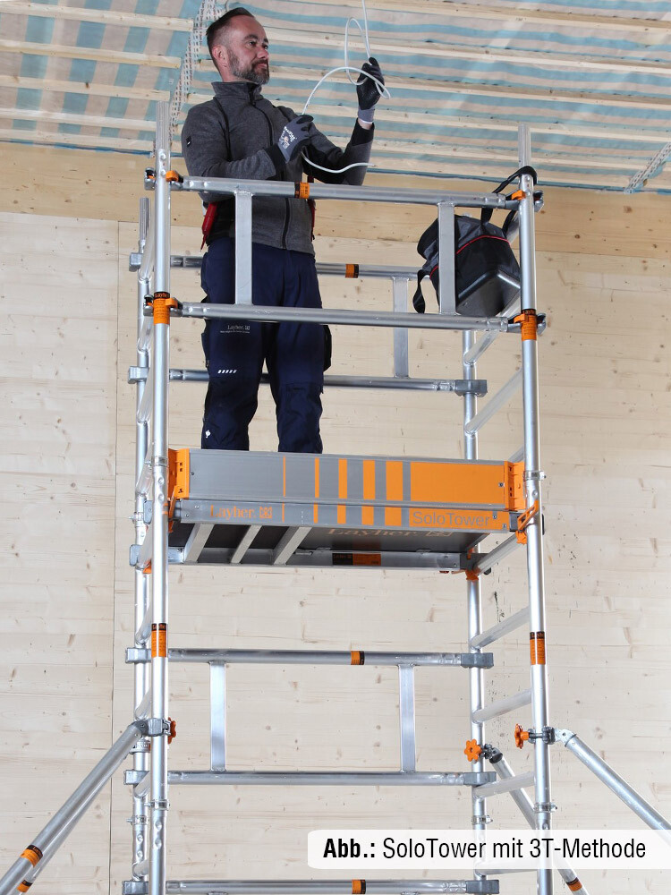 Layher Fahrgerüst SoloTower P2 SAFETY PLUS mit Doppelgeländer AH 4,15 m