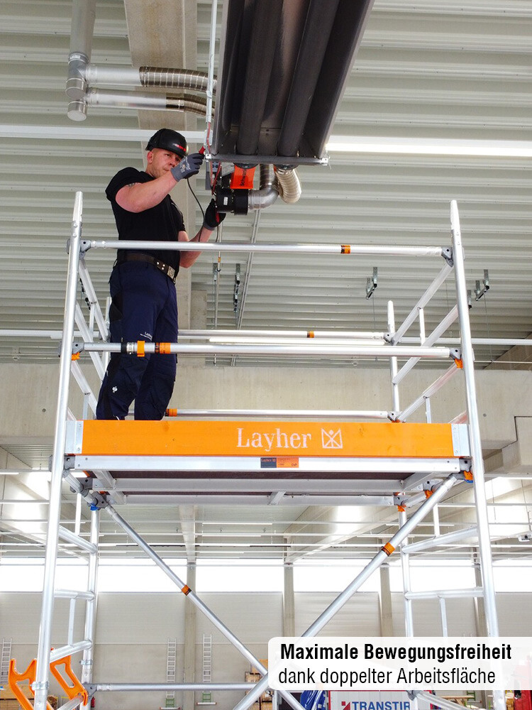 Layher Fahrgerüst Uni Kompakt P2 mit Uni-Telegeländer AH 9,38 m