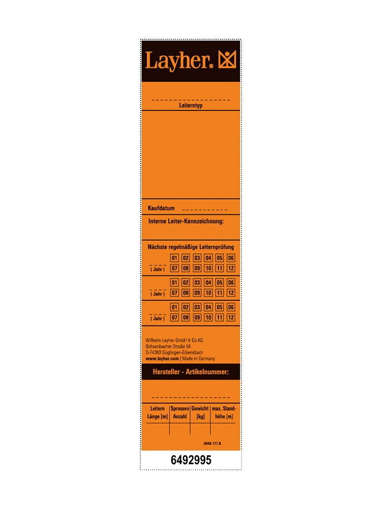 Layher Universal- und Prüfetikett - 10 Stück