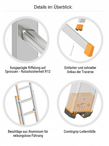 Layher Schiebeleiter TOPIC 1035 / 2x12 Sprossen mit Traverse