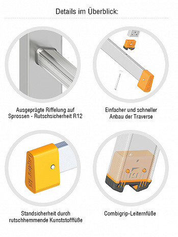 Layher Anlegeleiter TOPIC 1054 / 20 Sprossen mit Traverse