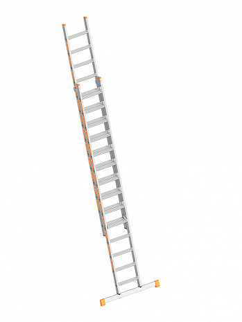 Layher Stufen-Schiebeleiter TOPIC 1032 / 2x14 Stufen mit Traverse / TRBS-konform