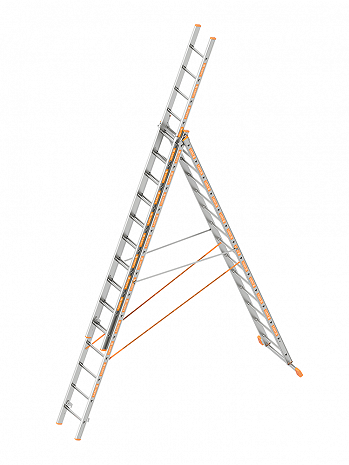 Layher 3-teilige Allzweckleiter TOPIC 1040 / 3x14 Sprossen