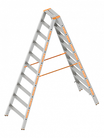 Layher Stufen-Stehleiter TOPIC 1043 / 2x10 Stufen / gemäß TRBS 2121-2