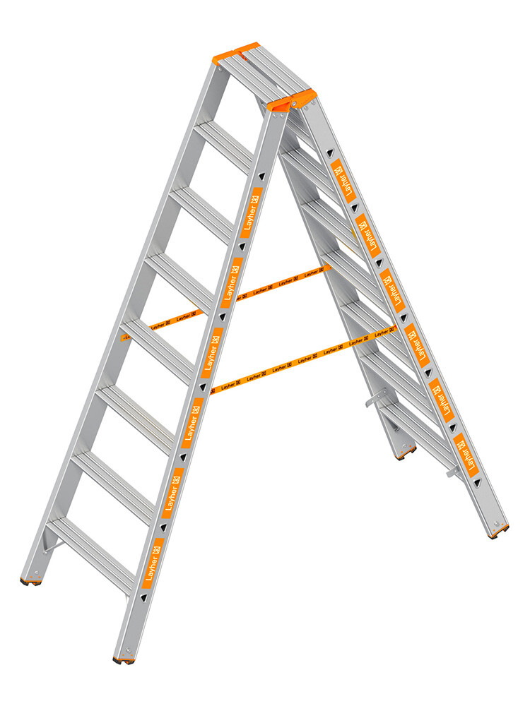 Layher Stufen-Stehleiter TOPIC 1043 / 2x8 Stufen / gemäß TRBS 2121-2
