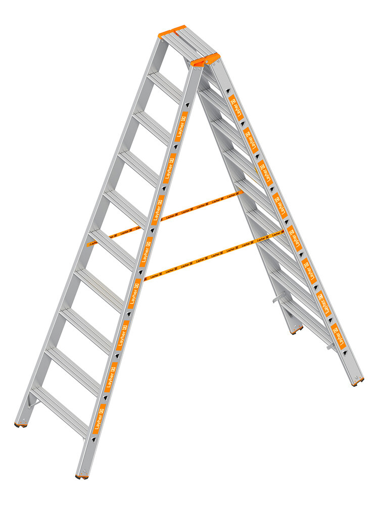 Layher Stufen-Stehleiter TOPIC 1043 / 2x10 Stufen / gemäß TRBS 2121-2