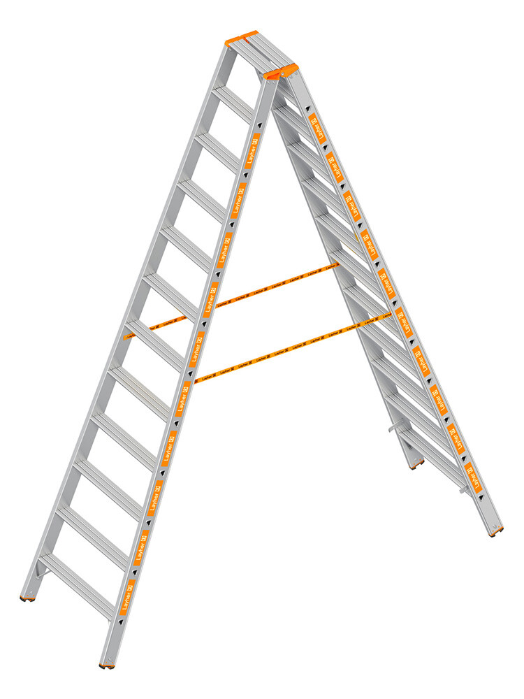 Layher Stufen-Stehleiter TOPIC 1043 / 2x12 Stufen / gemäß TRBS 2121-2