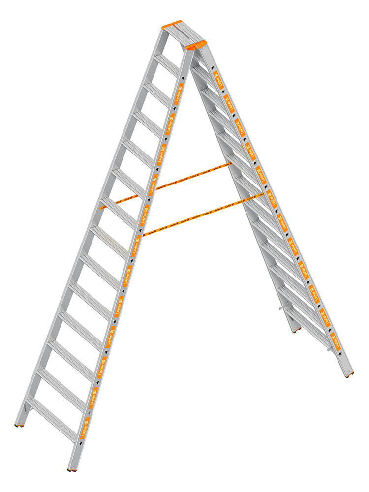 Layher Stufen-Stehleiter TOPIC 1043 / 2x14 Stufen / gemäß TRBS 2121-2