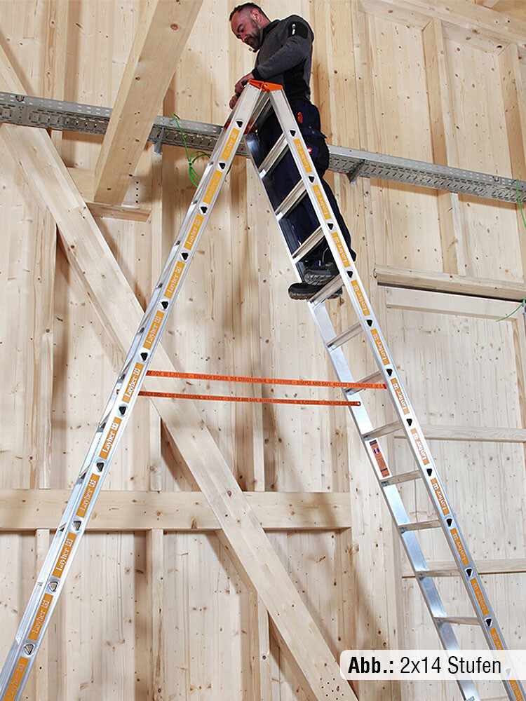 Layher Stufen-Stehleiter TOPIC 1043 / 2x13 Stufen / gemäß TRBS 2121-2