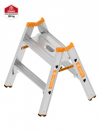 Layher Alu-Schwerlasttritt TOPIC 1043.3 / 2x2 Stufen / Klappbar