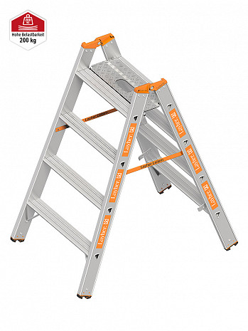 Layher Alu-Schwerlasttritt TOPIC 1043.3 / 2x4 Stufen / Klappbar