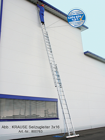 KRAUSE STABILO Seilzugleiter 3-teilig 3x18 Sprossen