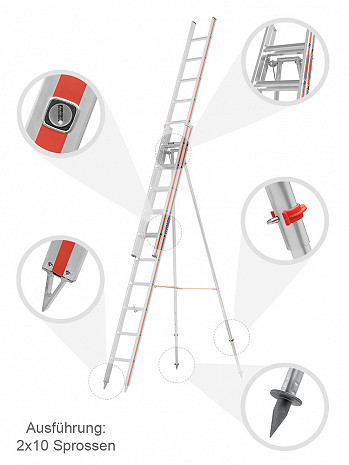 HYMER Obstbaumleiter 2-teilig 2x12 Sprossen