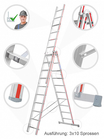 HYMER Mehrzweckleiter 4047 / 3x14 Sprossen