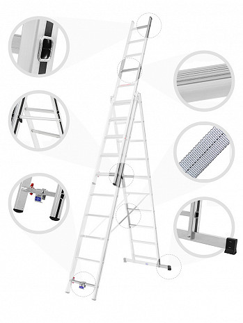 HYMER Mehrzweckleiter Alu-Pro 70047 / 3x10 Sprossen