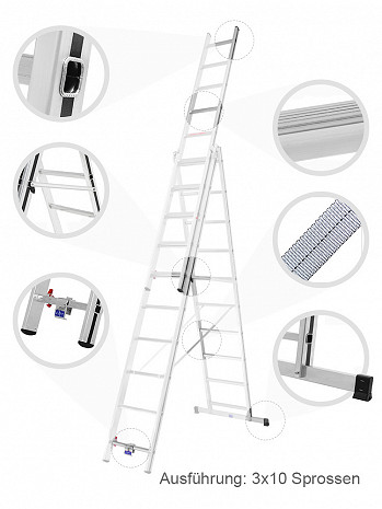 HYMER Mehrzweckleiter Alu-Pro 70047 / 3x8 Sprossen