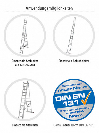 KRAUSE CORDA Vielzweckleiter 3x7 Sprossen