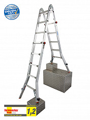 KRAUSE MONTO TeleVario Gelenk-Teleskopleiter mit 4 Holmverlängerungen | 4x5 Sprossen