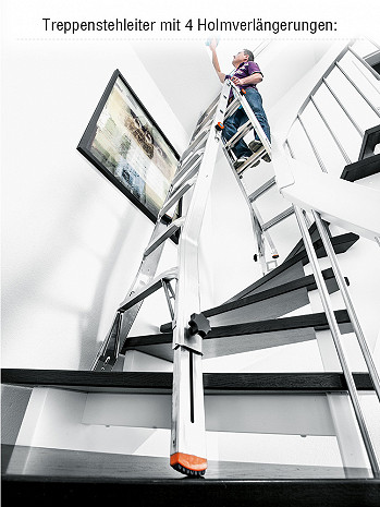 KRAUSE MONTO TeleVario Gelenk-Teleskopleiter mit 4 Holmverlängerungen | 4x4 Sprossen