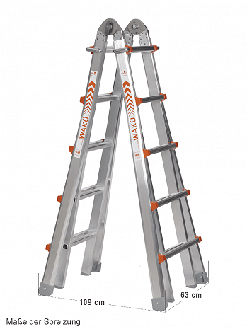 WAKÜ Leiter Teleskopleiter Treppenleiter 102 4x5 Sprossen