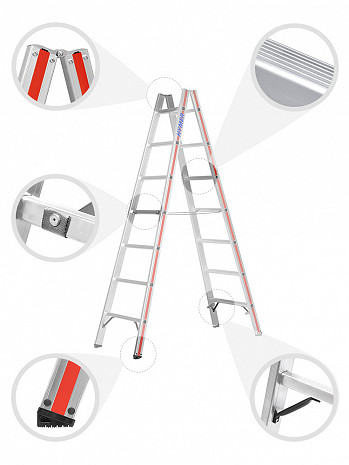 HYMER SC 60 Sprossen-Doppelleiter 6023 2x10 Sprossen