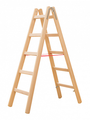 HYMER Holzleiter beidseitig begehbar 2x5 Sprossen