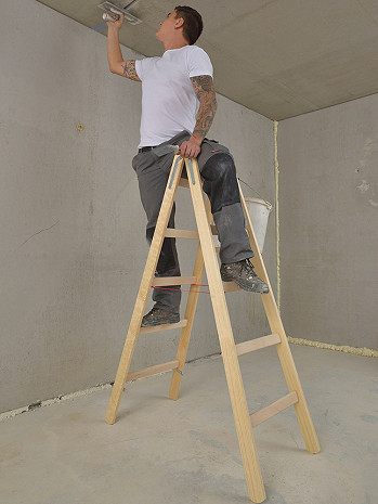 HYMER Holzleiter beidseitig begehbar 2x5 Sprossen